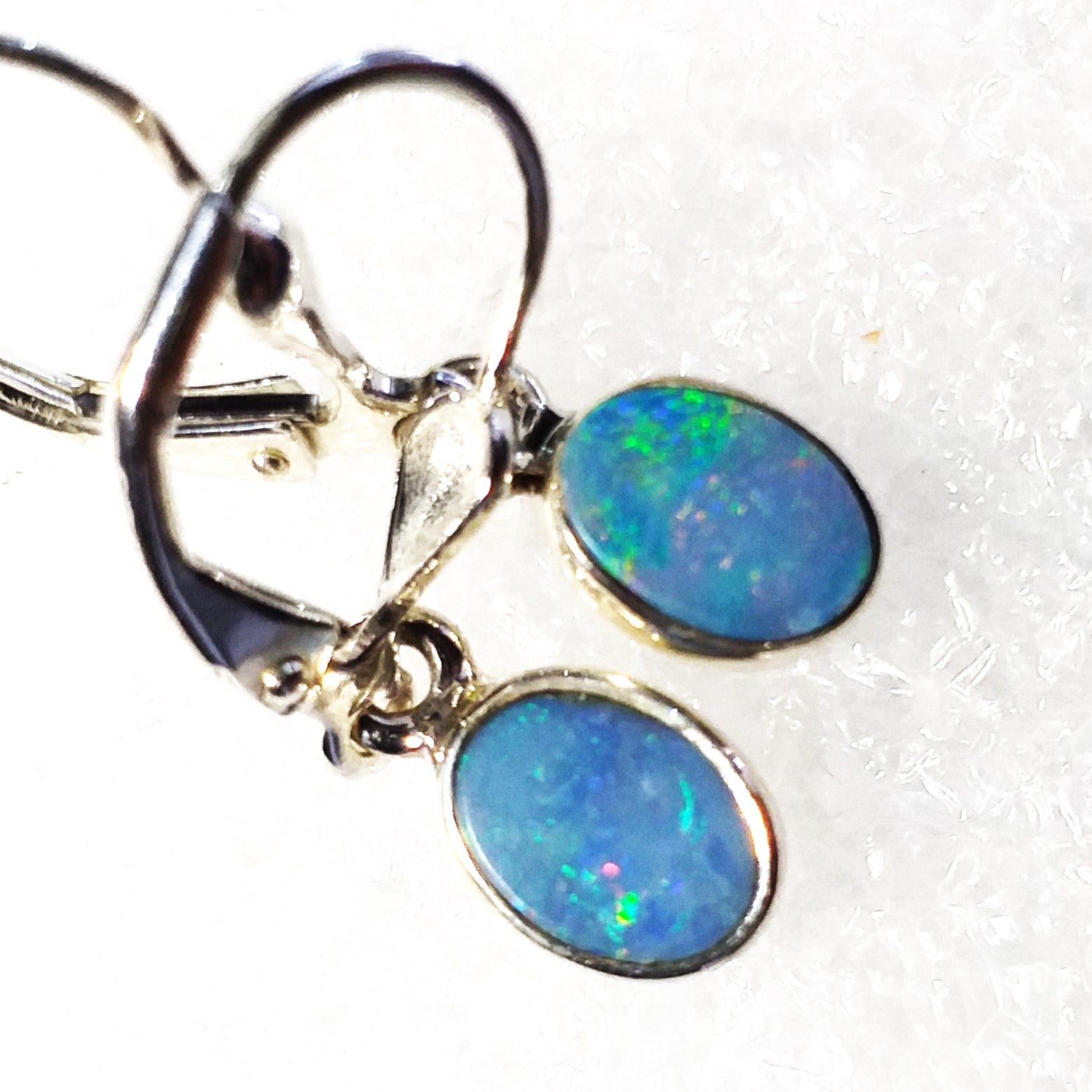 echter OPAL Australien Ohrringe Klappbrisur 925 Sterling Silber Ohrhänger Brisur