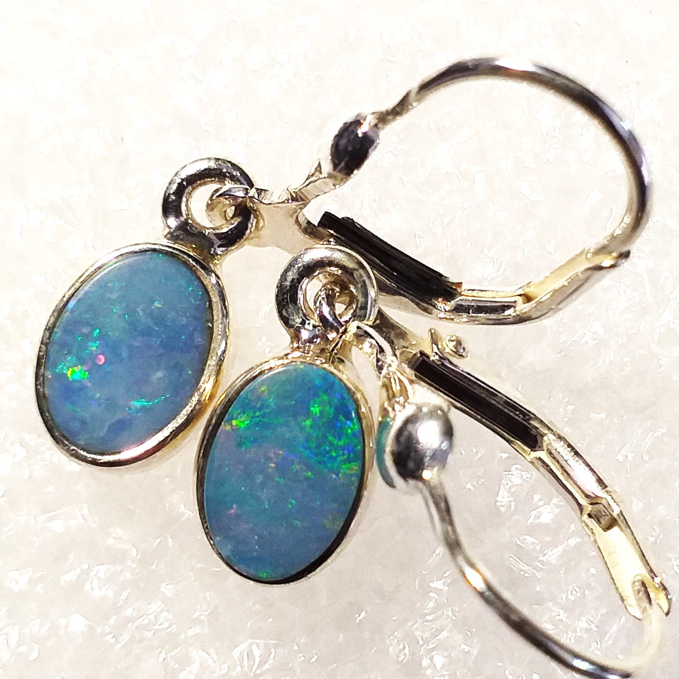 echter OPAL Australien Ohrringe Klappbrisur 925 Sterling Silber Ohrhänger Brisur