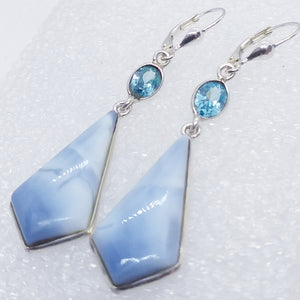 blauer OPAL OREGON Ohrringe Klappbrisur 925 Sterling Silber Brisur Ohrhänger blau Blautopas