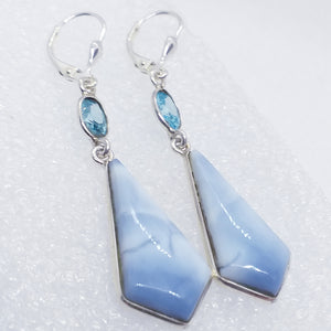 blauer OPAL OREGON Ohrringe Klappbrisur 925 Sterling Silber Brisur Ohrhänger blau Blautopas