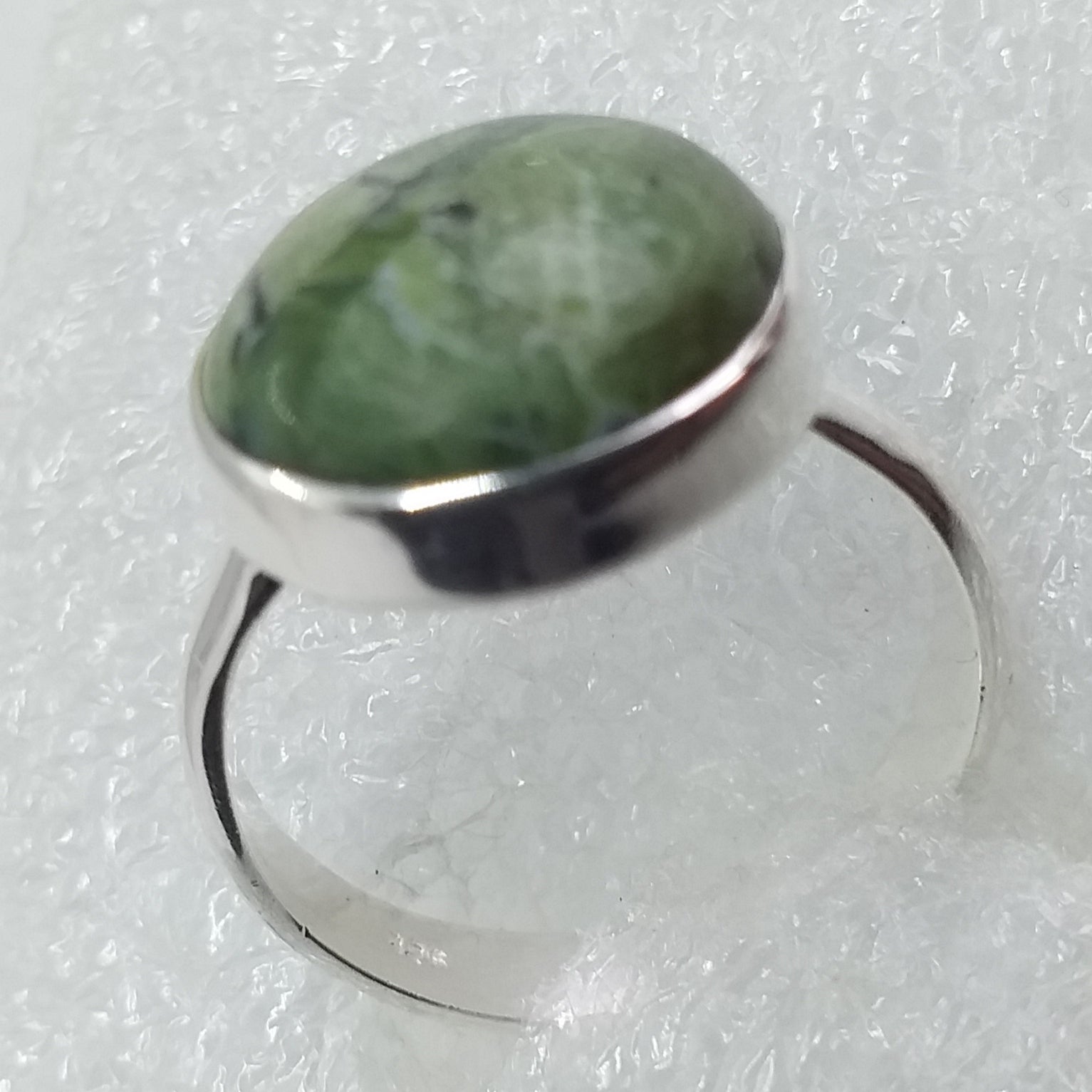 grüner OPAL KATZENAUGE Ring Gr.19 925 Sterling Silber