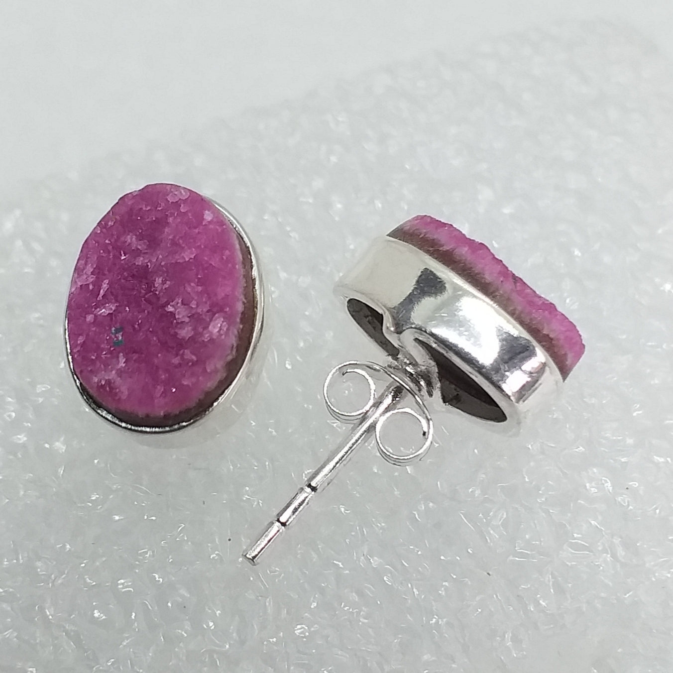 KOBALTCALCIT Ohrringe Ohrstecker 925 Sterling Silber Kobalt Calcit