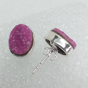 KOBALTCALCIT Ohrringe Ohrstecker 925 Sterling Silber Kobalt Calcit