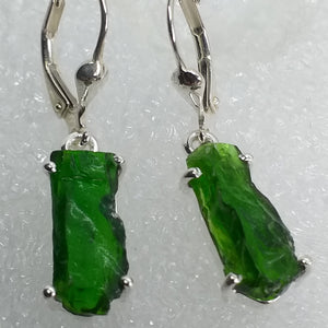 CHROMDIOPSID Ohrringe 925 Sterling Silber Ohrhänger Klapp Brisur Rohstein