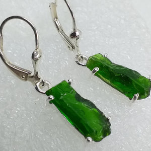 CHROMDIOPSID Ohrringe 925 Sterling Silber Ohrhänger Klapp Brisur Rohstein