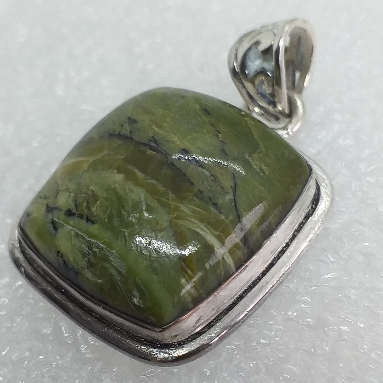 GRÜNER OPAL KATZENAUGE Anhänger 925 Sterling Silber