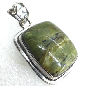 GRÜNER OPAL KATZENAUGE Anhänger 925 Sterling Silber