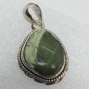 GRÜNER OPAL KATZENAUGE Anhänger 925 Sterling Silber