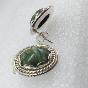 GRÜNER OPAL KATZENAUGE Ohrringe Ohstecker 925 Sterling Silber