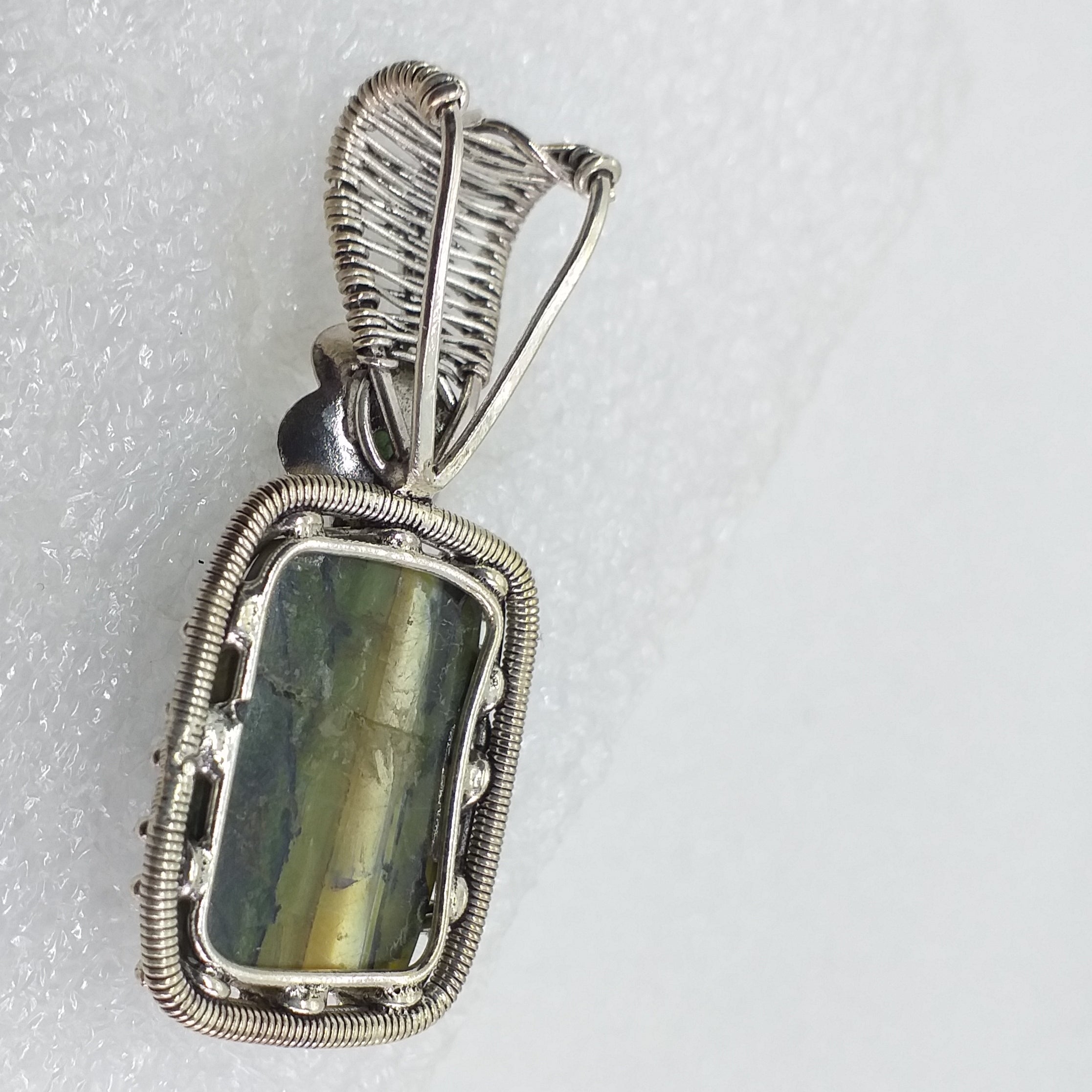 GRÜNER OPAL KATZENAUGE Anhänger Chrysopras 925 Sterling Silber