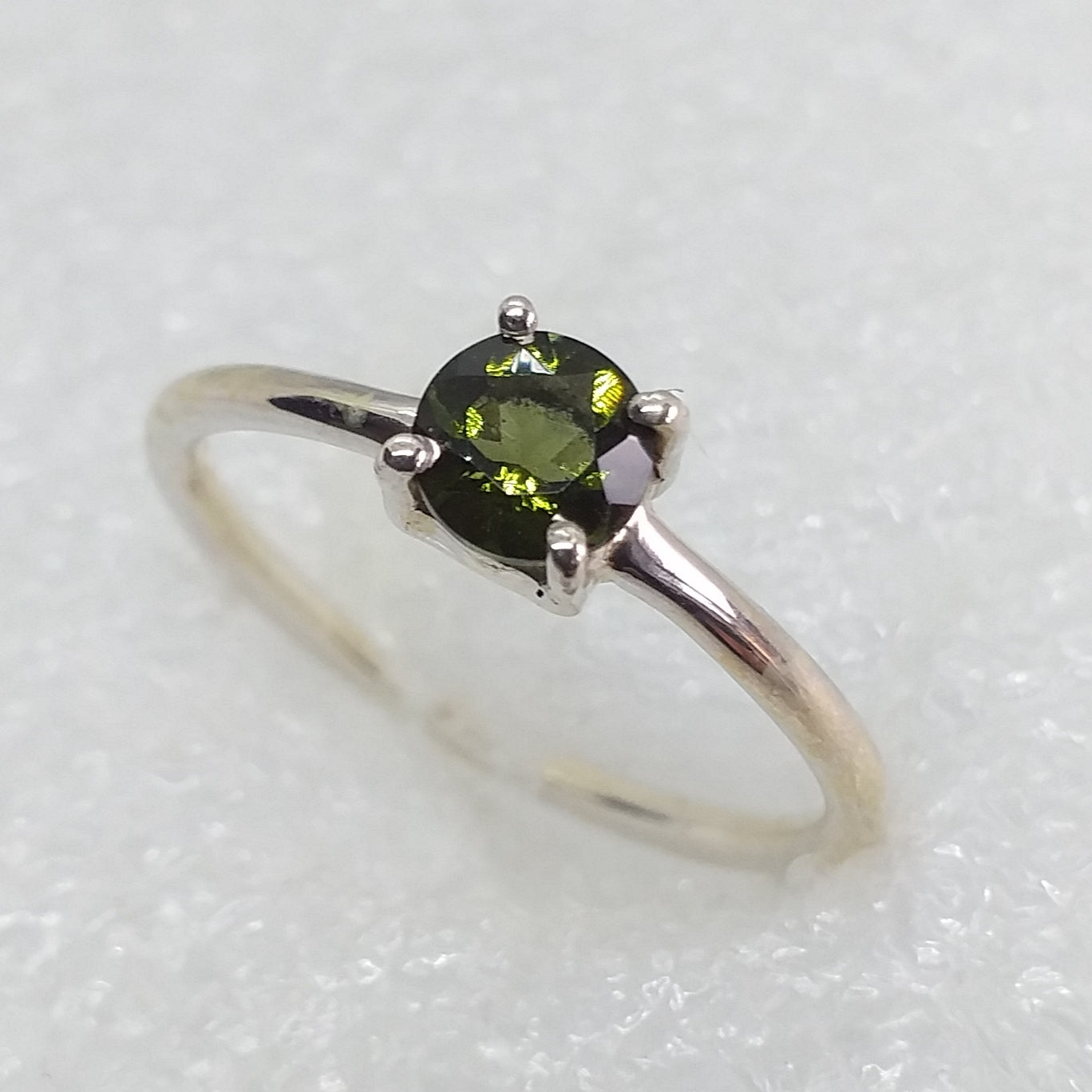 echter MOLDAVIT facettiert Ring Gr. 18 facettiert  925 Sterling Silber