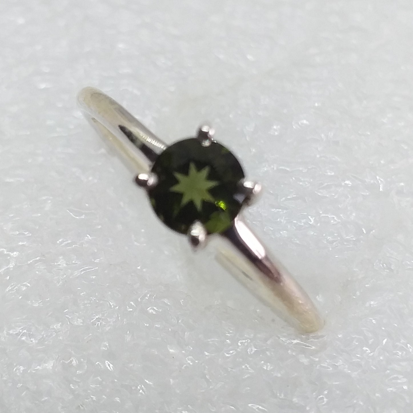 echter MOLDAVIT facettiert Ring Gr. 18 facettiert  925 Sterling Silber