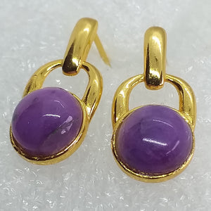 echter Natur Sugilith Ohrringe Ohrstecker 925 Sterling Silber Gold vergoldet