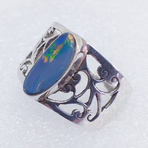 echter OPAL Australien Ring Gr. 19 925 Sterling Silber Triplette