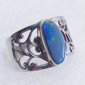 echter OPAL Australien Ring Gr. 19 925 Sterling Silber Triplette