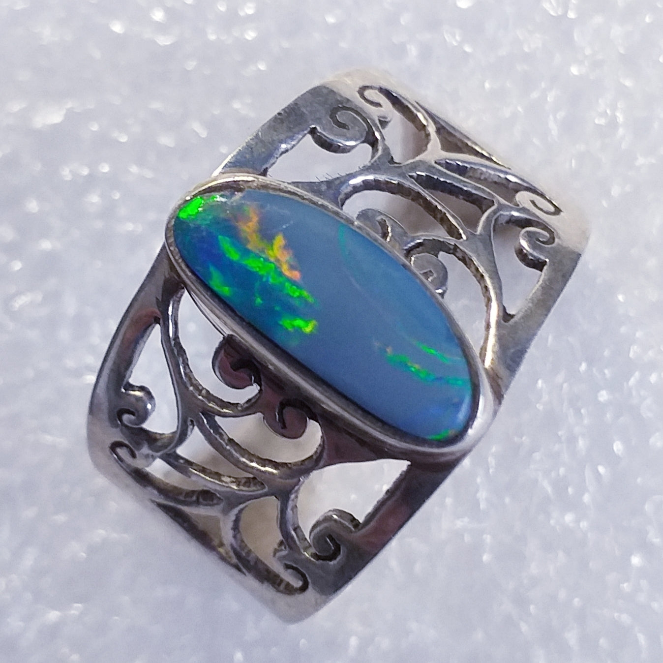 echter OPAL Australien Ring Gr. 19 925 Sterling Silber Triplette