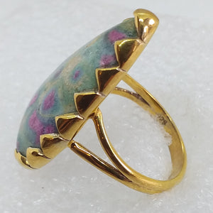 RUBINFUCHSIT Ring Gr. 18 925 Sterling Silber gold Rubin in Fuchsit