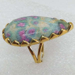 RUBINFUCHSIT Ring Gr. 18 925 Sterling Silber gold Rubin in Fuchsit