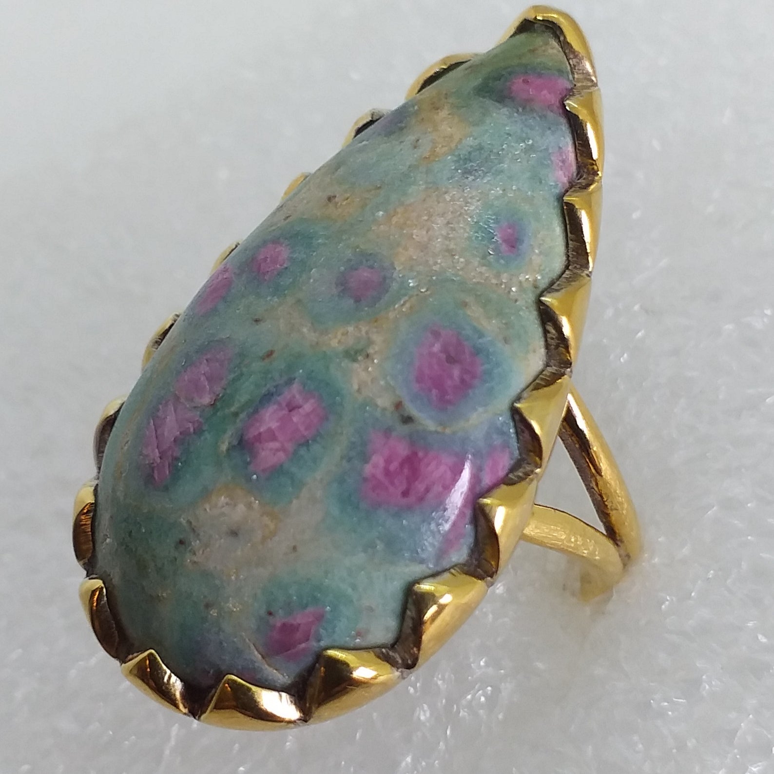RUBINFUCHSIT Ring Gr. 18 925 Sterling Silber gold Rubin in Fuchsit