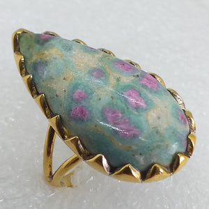 RUBINFUCHSIT Ring Gr. 18 925 Sterling Silber gold Rubin in Fuchsit