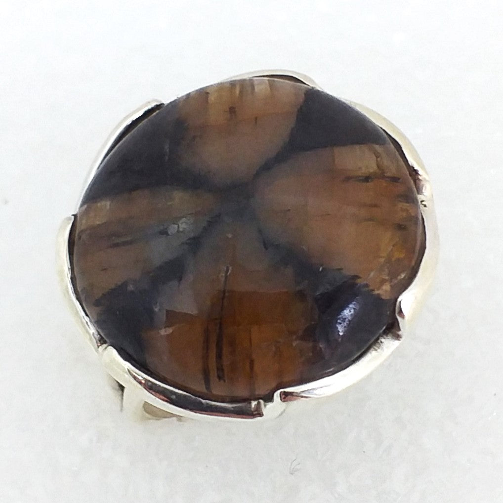 CHIASTOLITH Kreuzstein Ring Gr. 19 925 Sterling Silber Andalusit