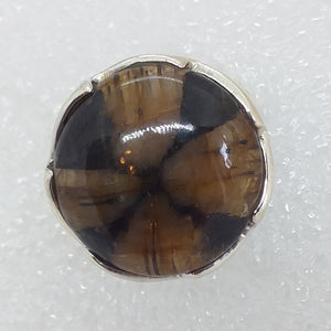 CHIASTOLITH Kreuzstein Ring Gr. 19 925 Sterling Silber Andalusit