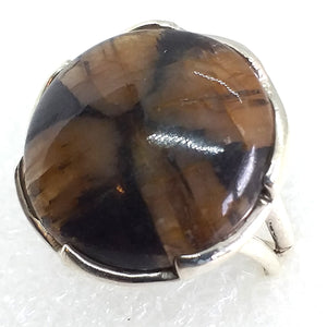 CHIASTOLITH Kreuzstein Ring Gr. 19 925 Sterling Silber Andalusit