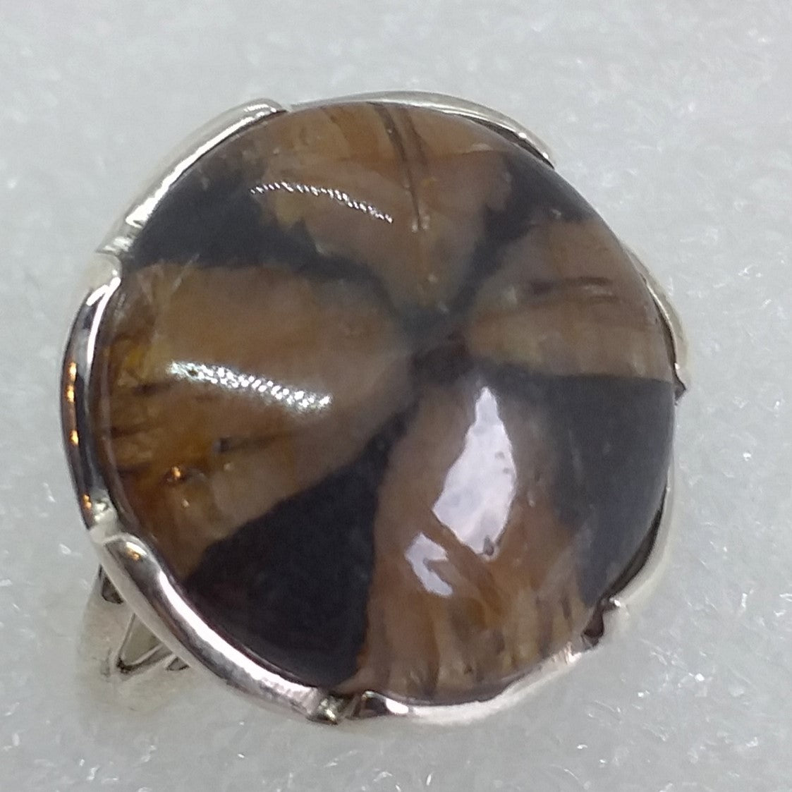 CHIASTOLITH Kreuzstein Ring Gr. 19 925 Sterling Silber Andalusit