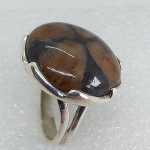 CHIASTOLITH Kreuzstein Ring Gr. 19 925 Sterling Silber Andalusit