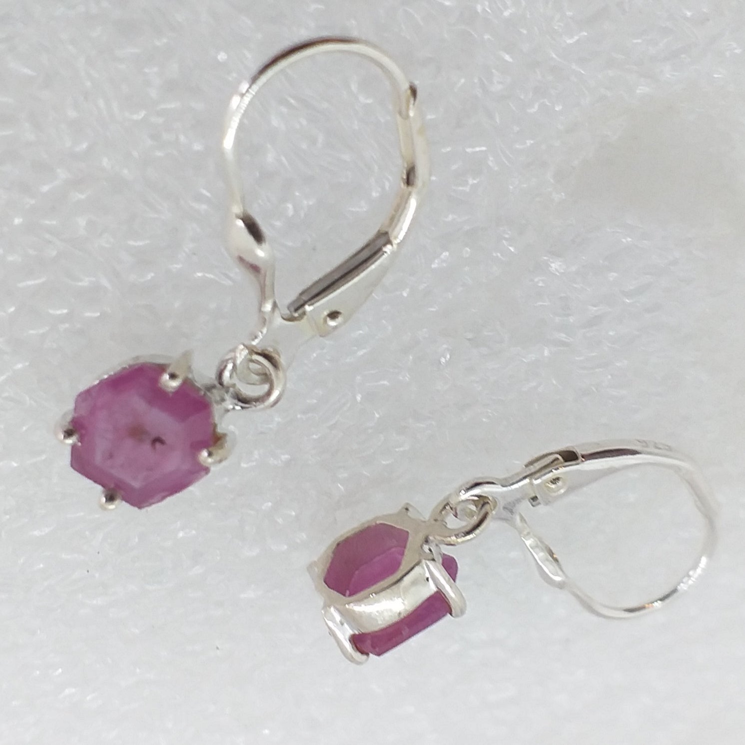 PINK SAFIR facett. Ohrringe 925 Sterling Silber SAPHIR Klappbrisur Ohrhänger