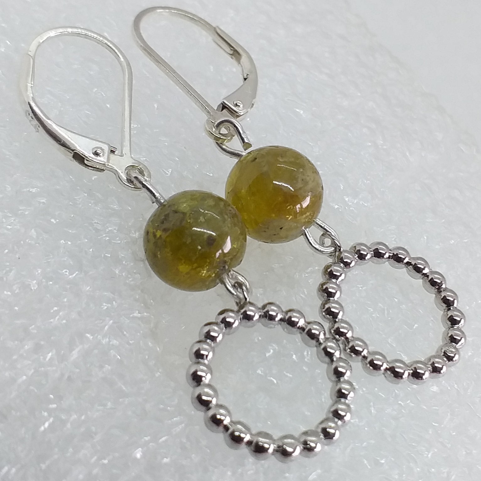 GROSSULAR Ohrringe Ohrhänger 925 Silber grüner Granat Klappbrisur