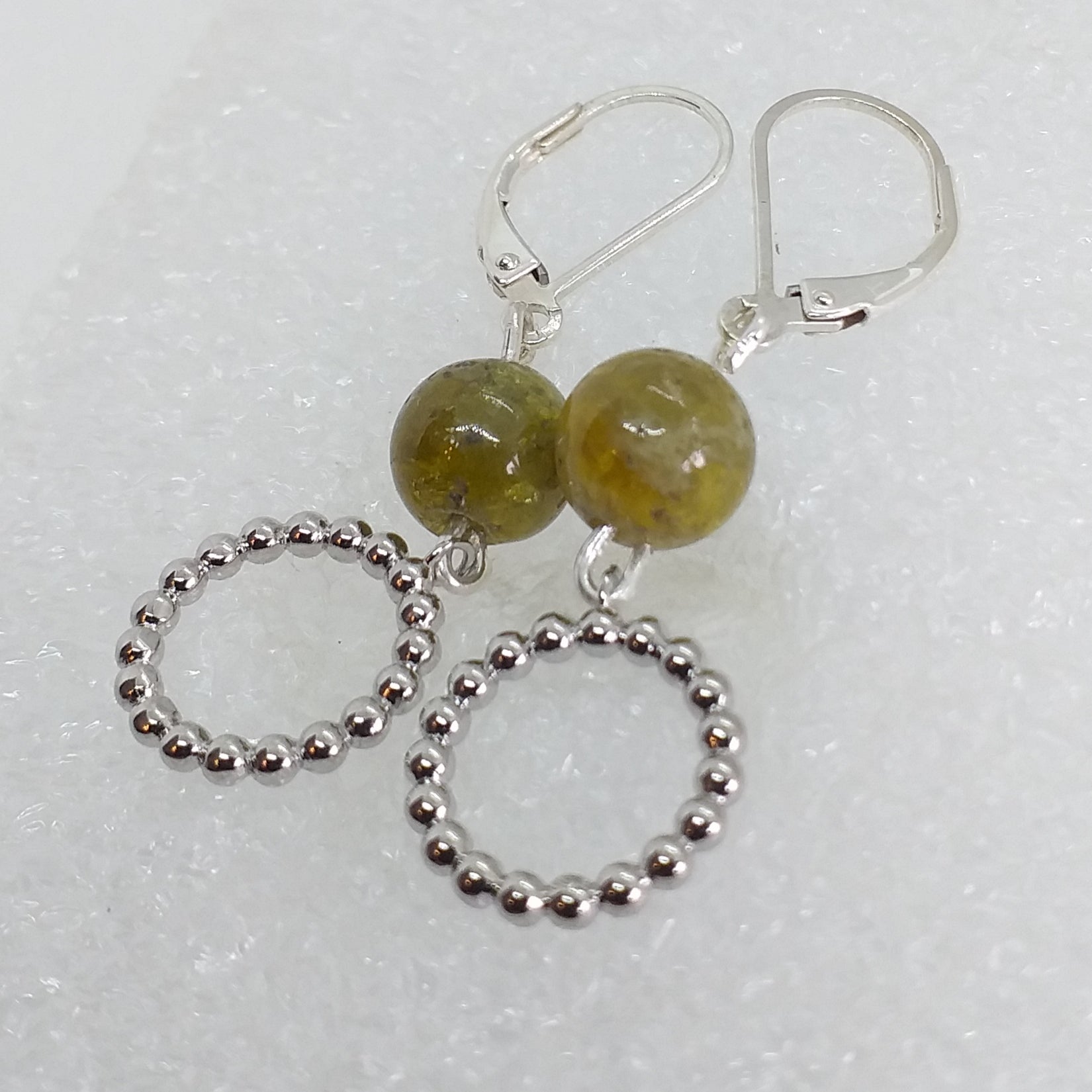 GROSSULAR Ohrringe Ohrhänger 925 Silber grüner Granat Klappbrisur
