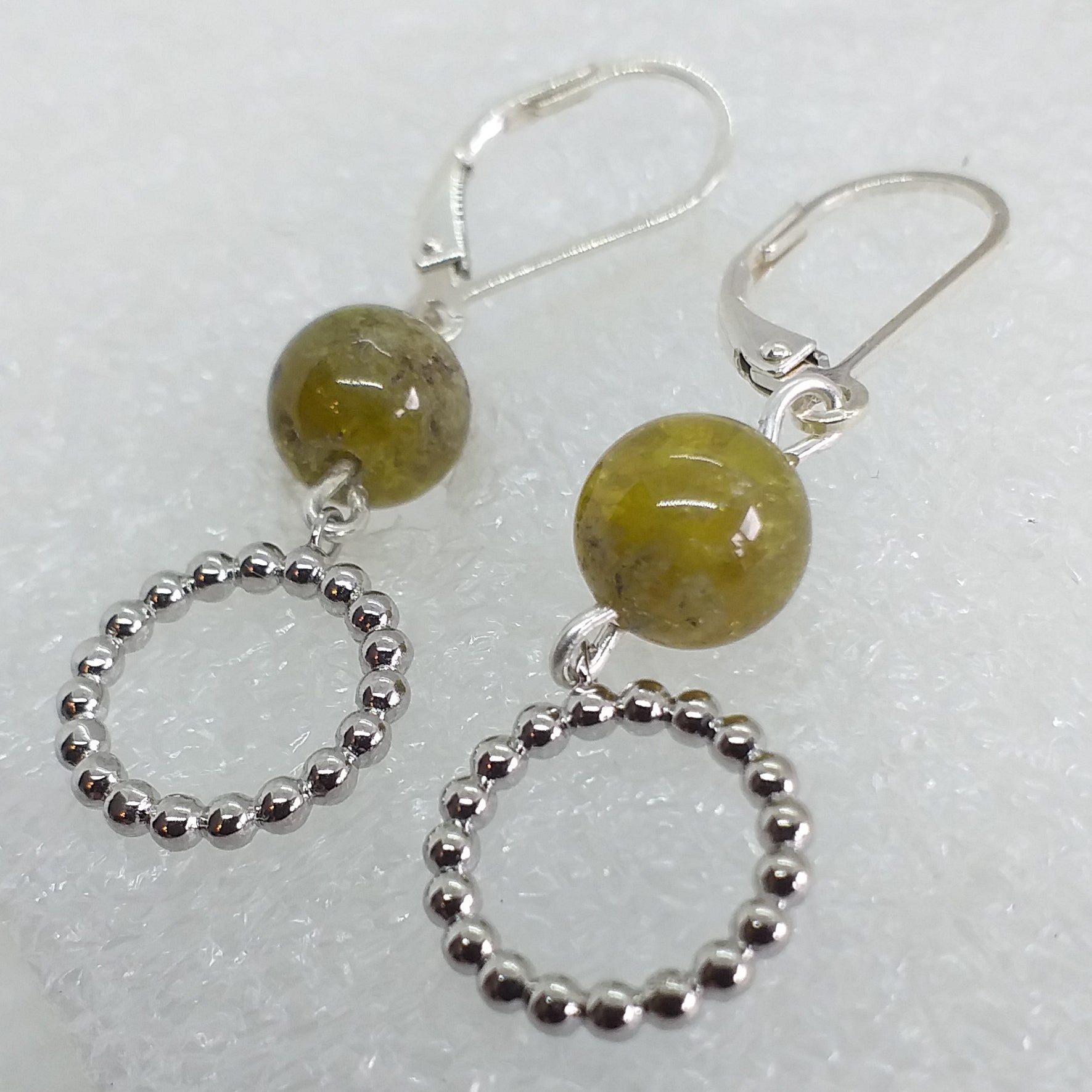 GROSSULAR Ohrringe Ohrhänger 925 Silber grüner Granat Klappbrisur