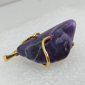 echter Natur SUGILITH Anhänger 925 Sterling Silber Gold vergoldet