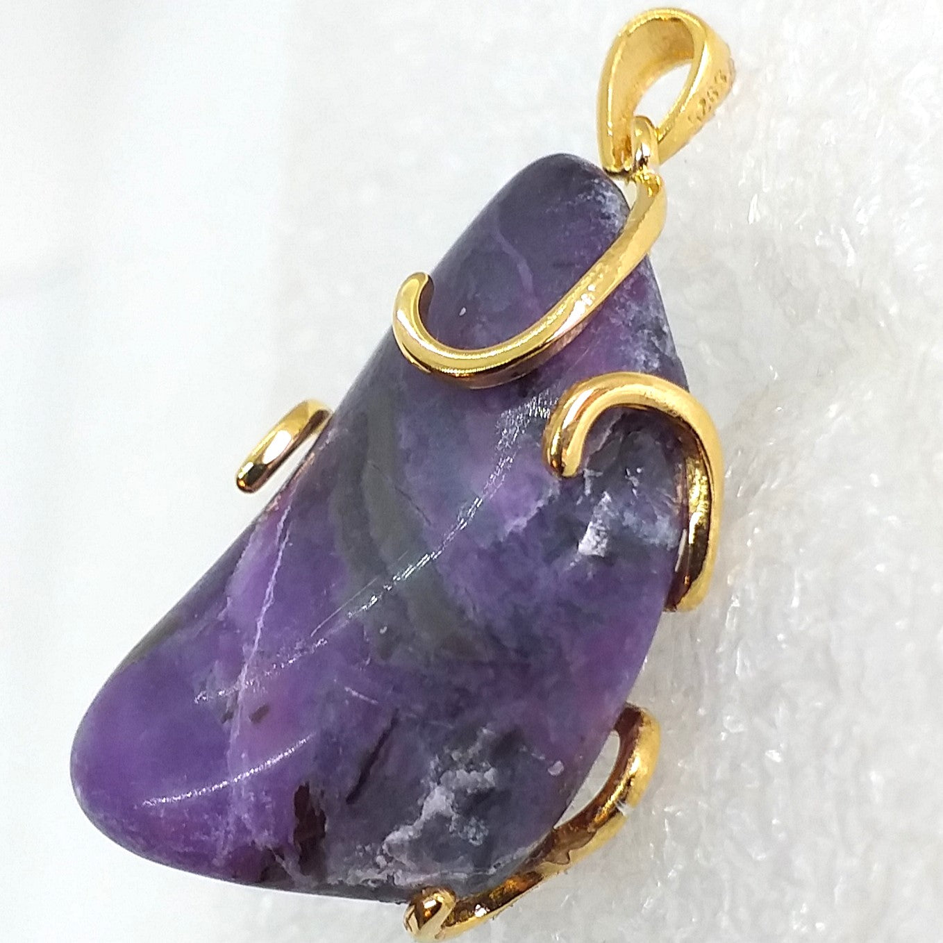 echter Natur SUGILITH Anhänger 925 Sterling Silber Gold vergoldet