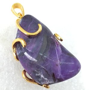 echter Natur SUGILITH Anhänger 925 Sterling Silber Gold vergoldet