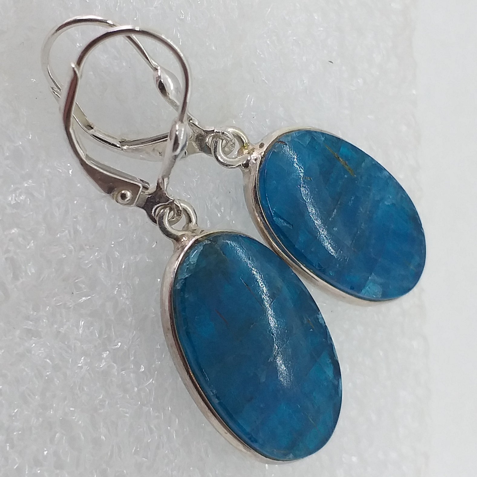 blauer APATIT Ohrringe Klappbrisur 925 Sterling Silber Ohrhänger