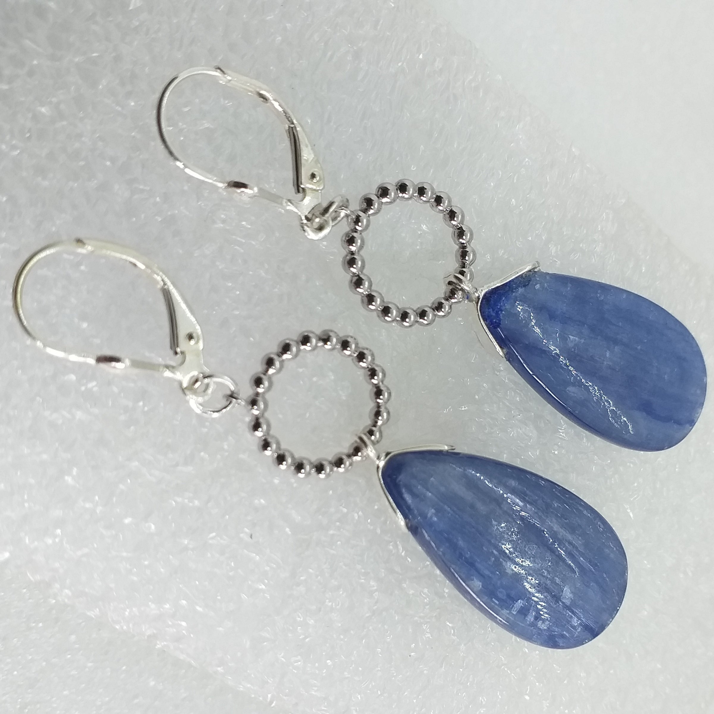 blauer KYANIT Ohrringe Klappbrisur 925 Sterling Silber Ohrhänger Brisur blau