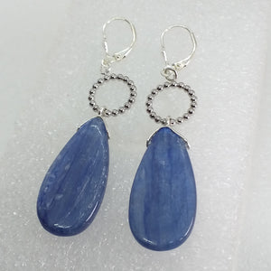 blauer KYANIT Ohrringe Klappbrisur 925 Sterling Silber Ohrhänger Brisur blau