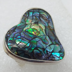 ABALONE PAUA SCHNECKE Ring Gr. 19 RIESIG 925 Sterling Silber Herz