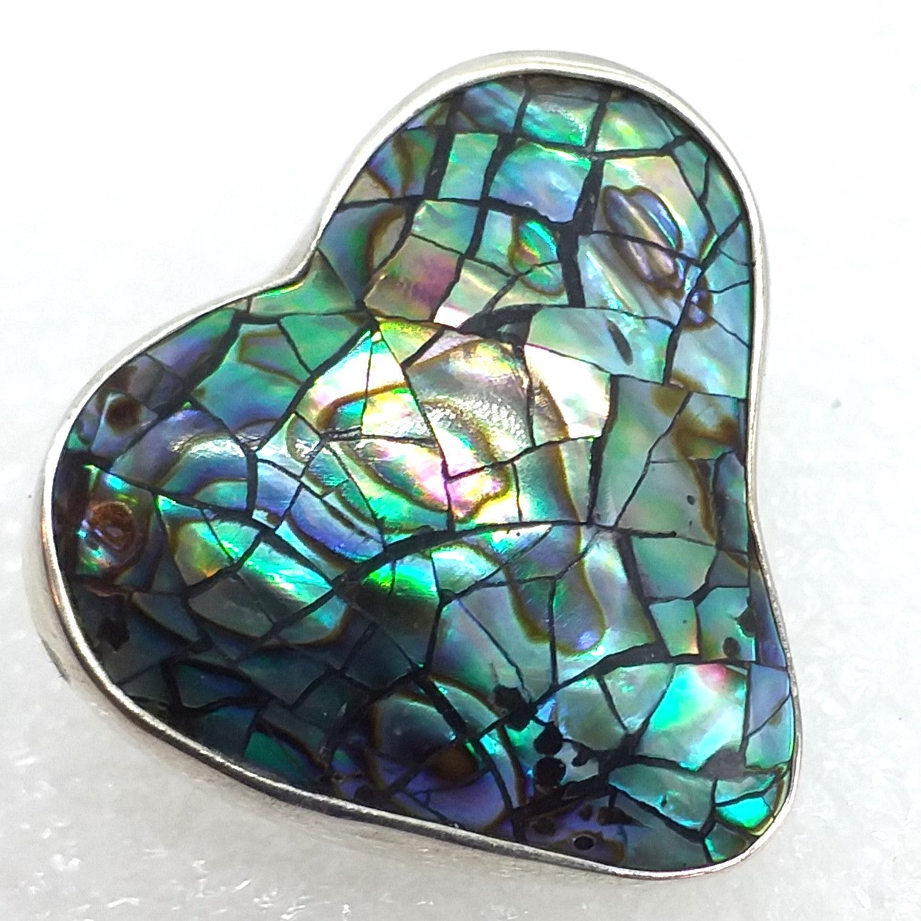 ABALONE PAUA SCHNECKE Ring Gr. 19 RIESIG 925 Sterling Silber Herz