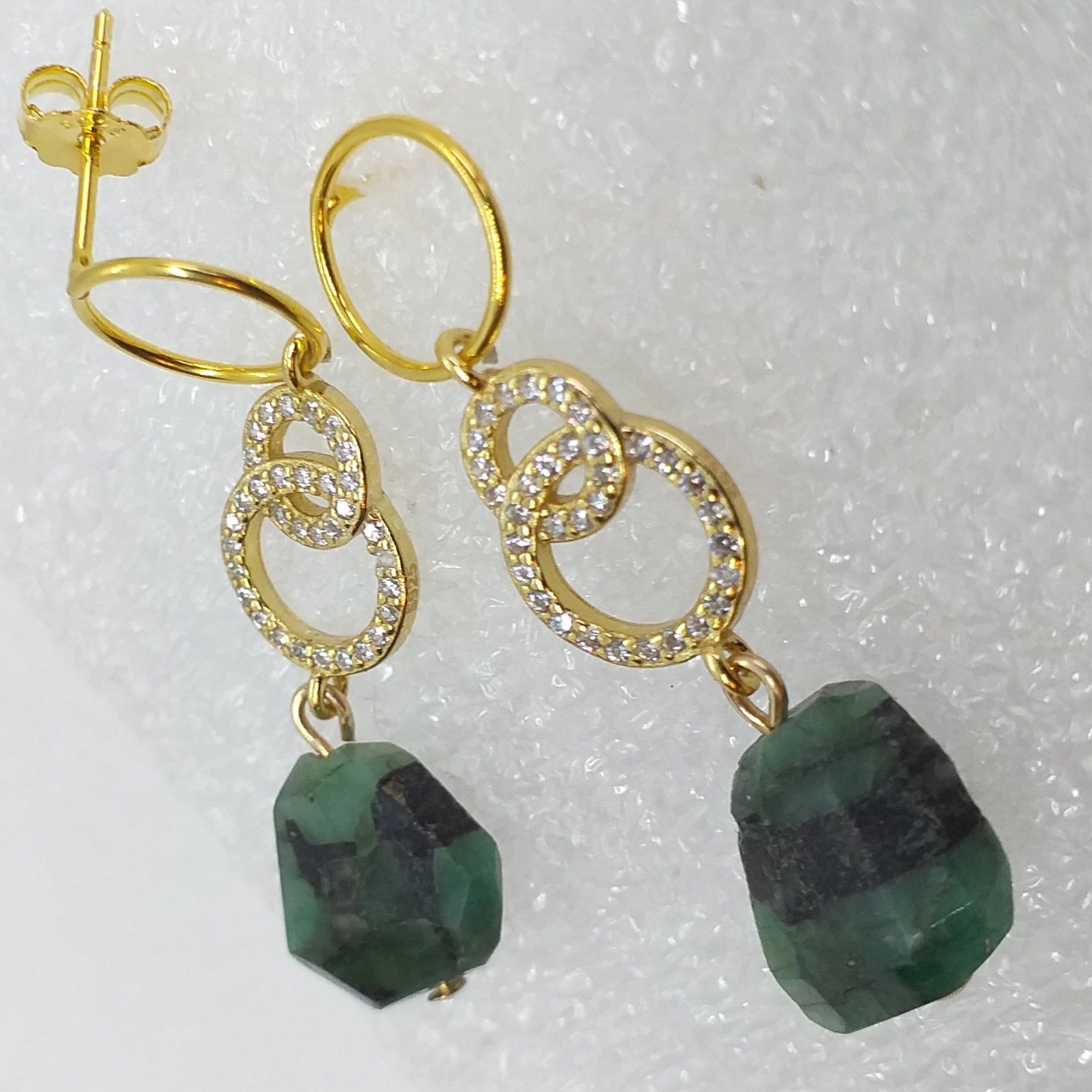echter NATUR SMARAGD Ohrhänger 925 Sterling Silber Gold vergoldet Ohrringe Ohrstecker