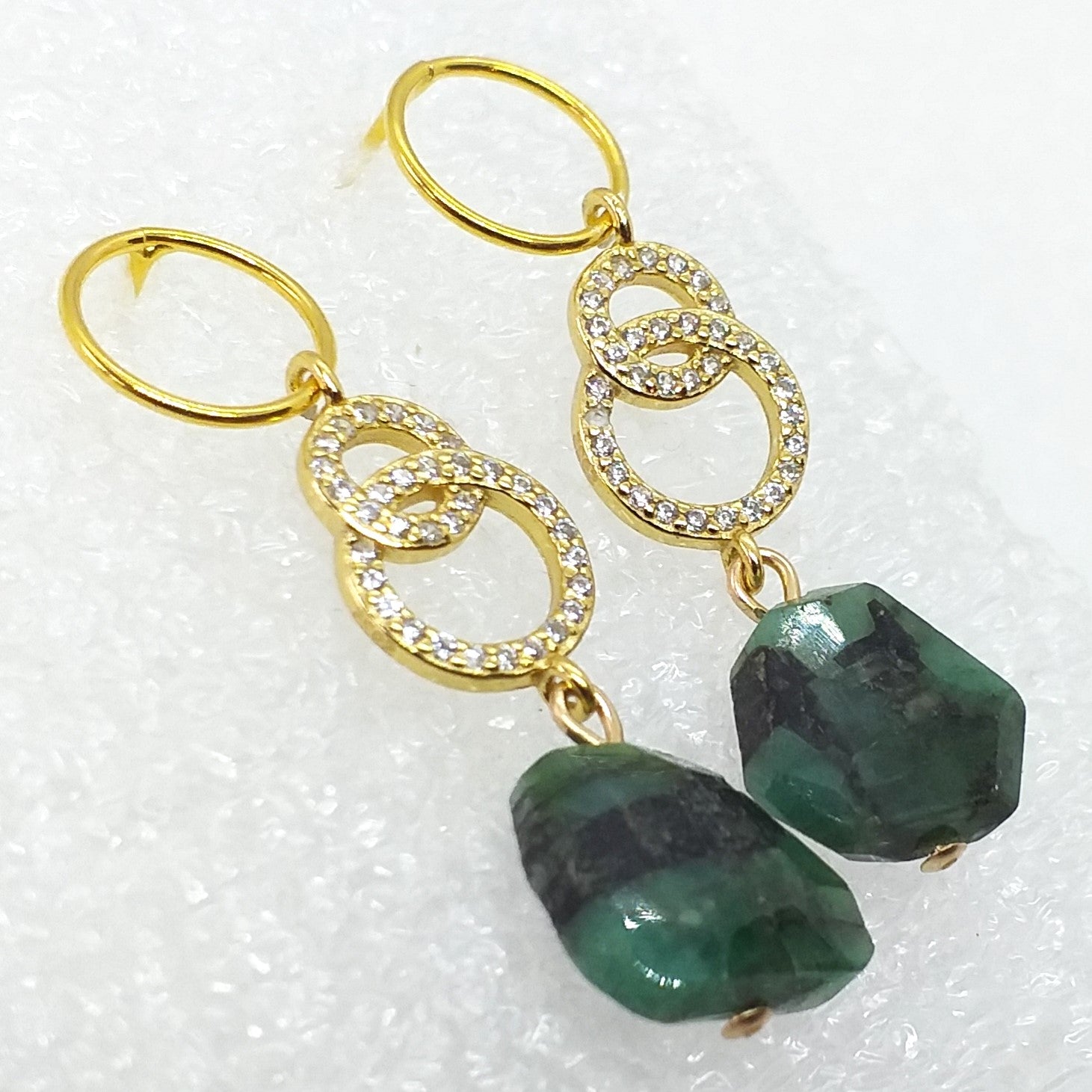 echter NATUR SMARAGD Ohrhänger 925 Sterling Silber Gold vergoldet Ohrringe Ohrstecker