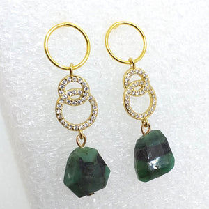 echter NATUR SMARAGD Ohrhänger 925 Sterling Silber Gold vergoldet Ohrringe Ohrstecker