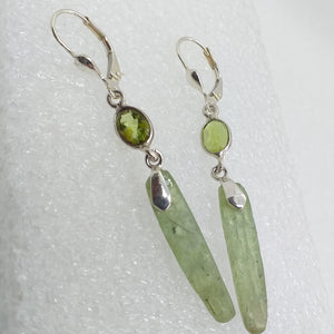 KYANIT grün Ohrringe Ohrhänger 925 Sterling Silber Klappbrisur Peridot
