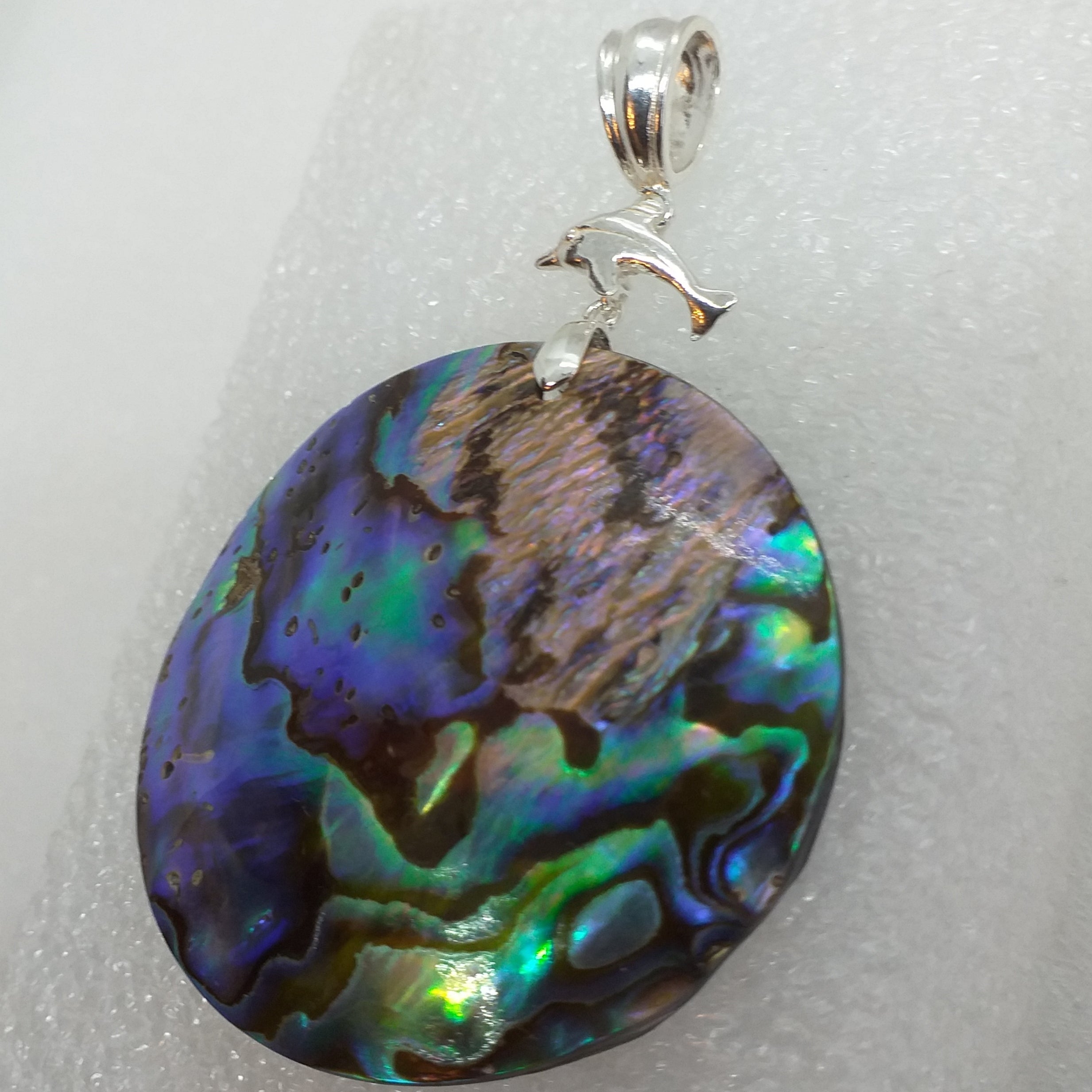 ABALONE PAUA SCHNECKE Anhänger 925 Sterling Silber Delfin