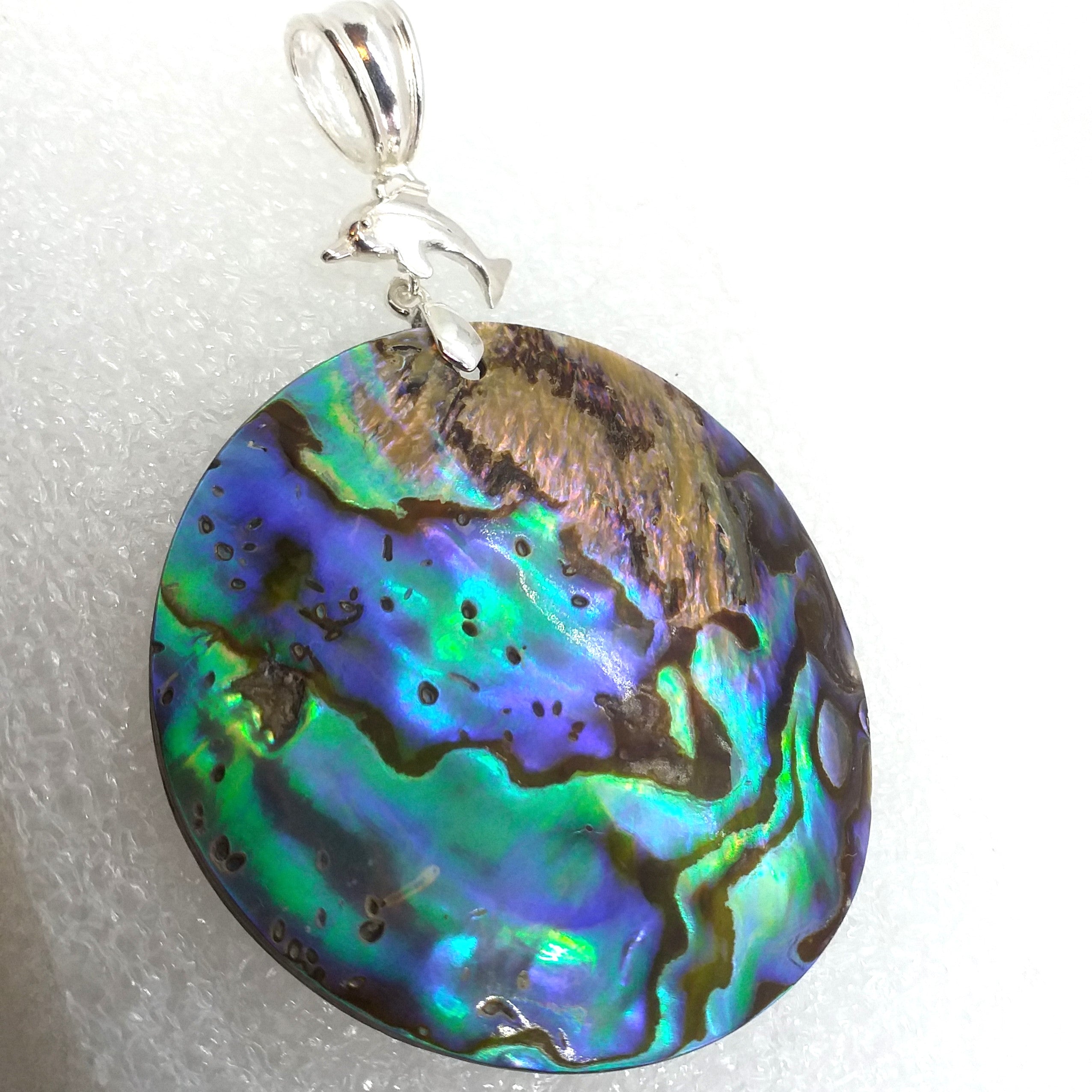 ABALONE PAUA SCHNECKE Anhänger 925 Sterling Silber Delfin