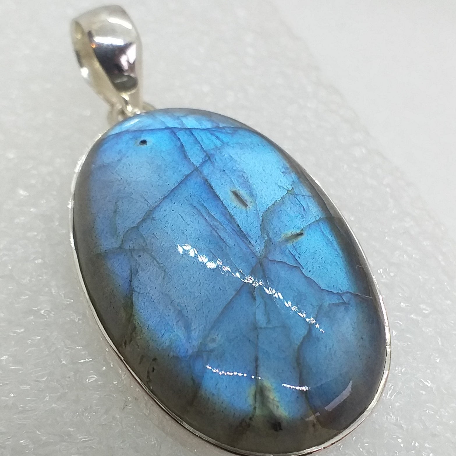 LABRADORIT Anhänger 925 Sterling Silber 52 mm