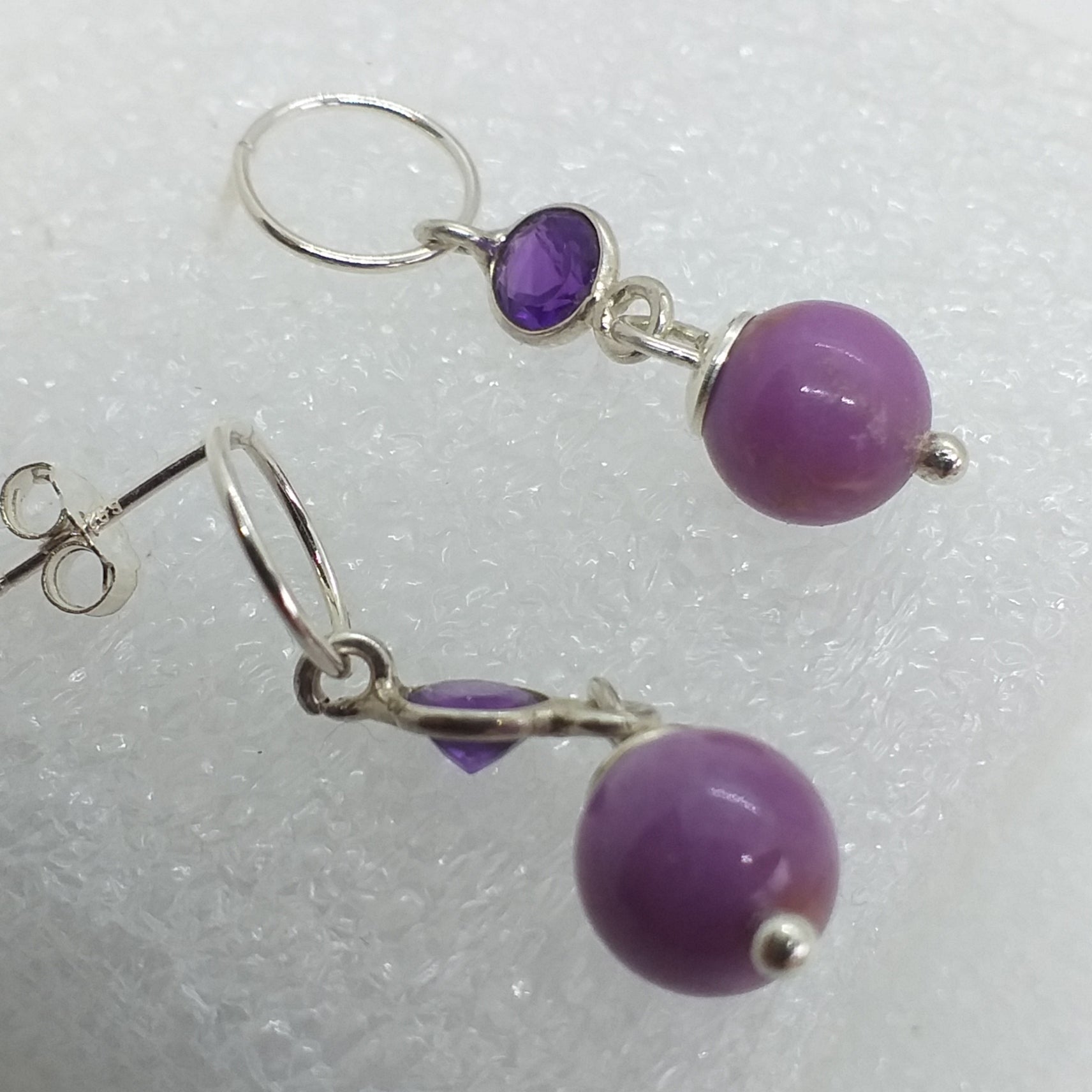 PHOSPHOSIDERIT Ohrringe Ohrhänger Ohrstecker 925 Sterling Silber Amethyst