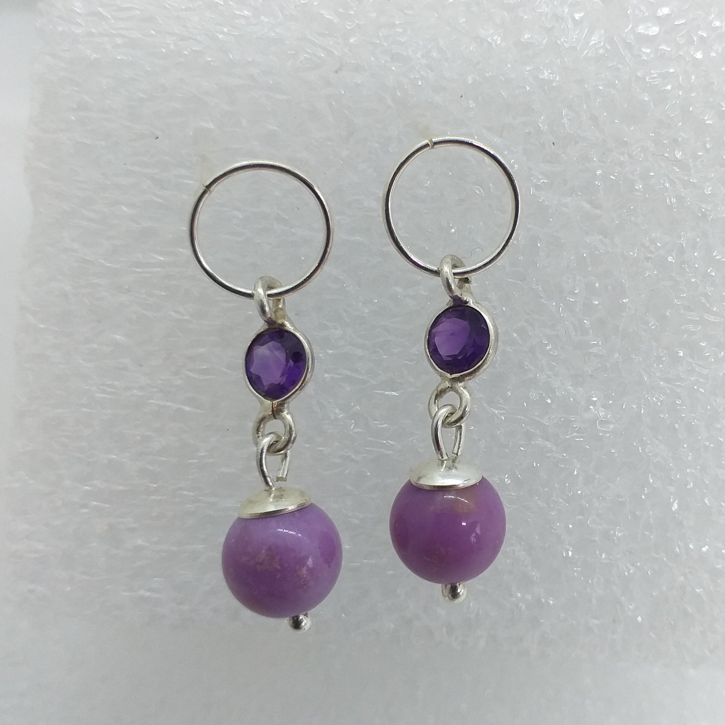 PHOSPHOSIDERIT Ohrringe Ohrhänger Ohrstecker 925 Sterling Silber Amethyst
